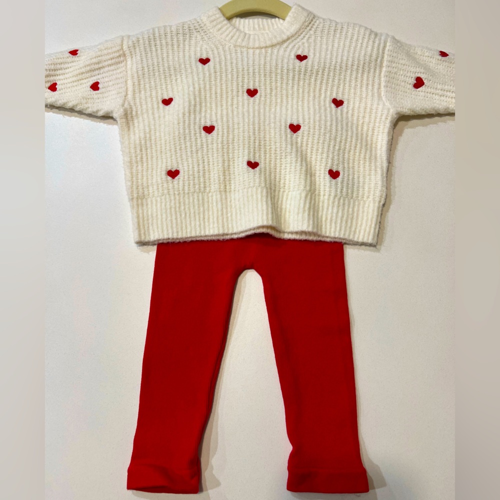 Cat & Jack Valentine’s Day Sweater & Leggings Set 6-9 Months